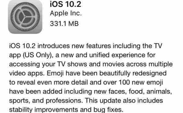 iOS 10.2 正式版发布 全新电视应用、新表情、新效果