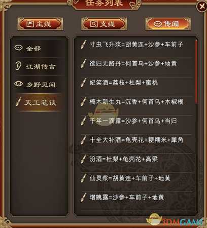 《天命奇御》各类丹药合成方法一览