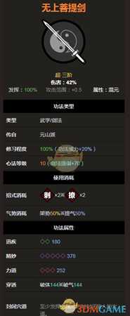 《太吾绘卷》元山派无上菩提剑属性分析