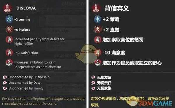 《全面战争:三国》背信弃义特性效果一览