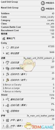 《全面战争:三国》骑乘骑枪征召兵属性一览