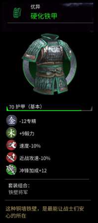 《全面战争：三国》硬化铁甲属性分享