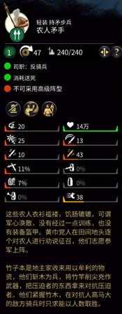 《全面战争：三国》兵种使用武器数值分析——农人双手矛