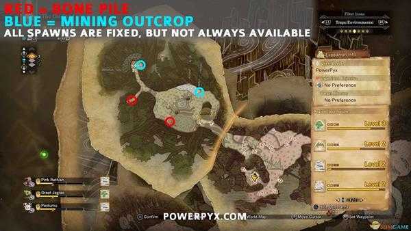 《怪物猎人：世界》冰原全骨矿点刷新位置一览