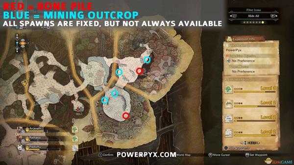 《怪物猎人：世界》冰原全骨矿点刷新位置一览