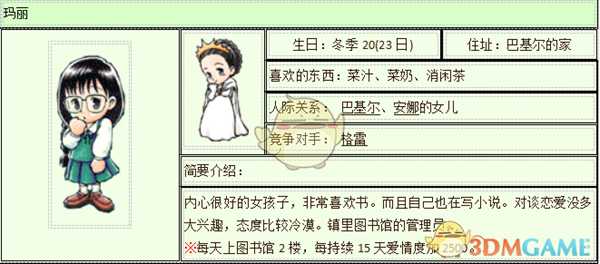 《牧场物语：重聚矿石镇》玛丽人物介绍