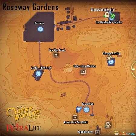 《天外世界》玫瑰镇关键地点及传送点位置分享