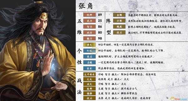 《三国志14》张角属性个性一览