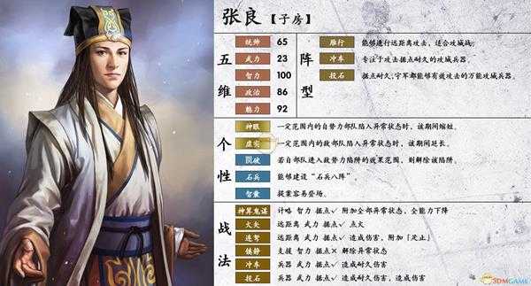 《三国志14》张良属性个性一览