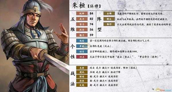 《三国志14》朱桓属性个性一览