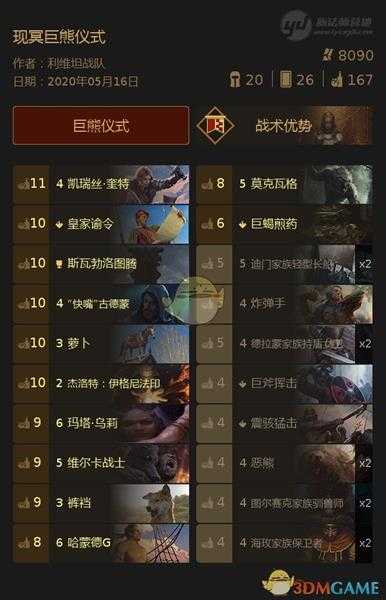 《巫师之昆特牌》【现冥巨熊仪式】打法分享