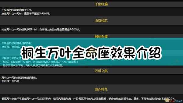 《原神》桐生万叶全命座效果一览