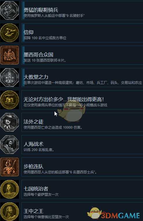 《帝国时代3:决定版》全成就一览