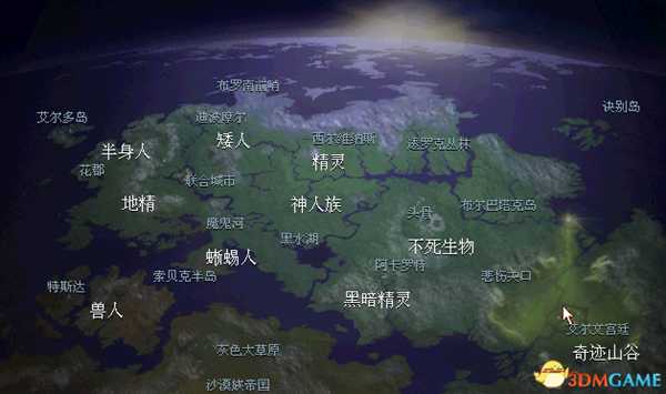 奇迹时代暗影魔法全种族分布及世界地图介绍