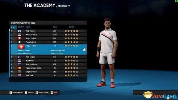 澳洲国际网球如何下载费德勒 下载真实球星方法