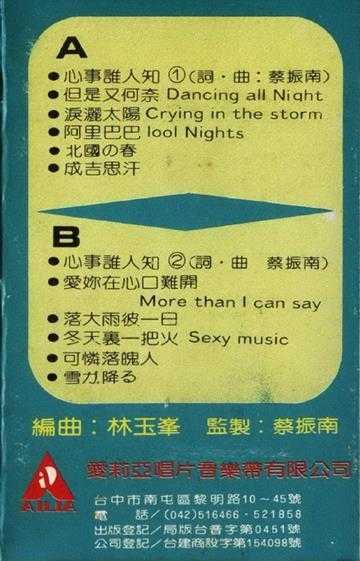 沈文程.1982-心事誰人知(TP版)(百佳唱片NO.81)【爱莉亚】【WAV+CUE】