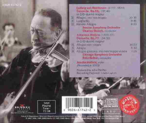 【古典音乐】海菲兹《贝多芬、勃拉姆斯-小提琴协奏曲》1995[FLAC+CUE/整轨]