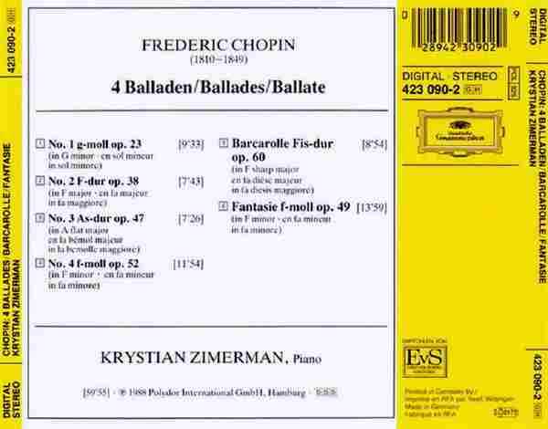 【古典音乐】齐默尔曼《肖邦-叙事曲、幻想曲、船歌》1988[FLAC+CUE/整轨]