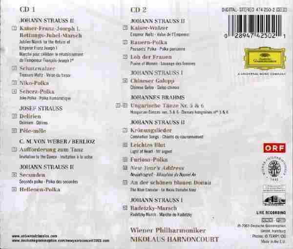 【现场录音】哈农库特《2003年维也纳新年音乐会》2CD.2003[FLAC+CUE/整轨]