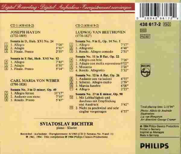 【古典音乐】李赫特《授权录音-海顿、韦伯、贝多芬钢琴奏鸣曲》2CD.1994[FLAC+CUE整轨]