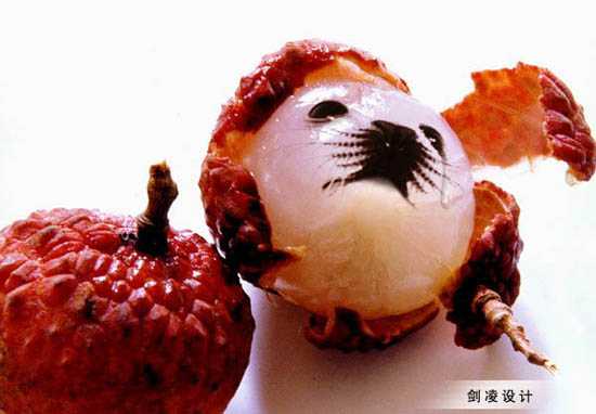 Photoshop照片合成:海豹脸型的荔枝