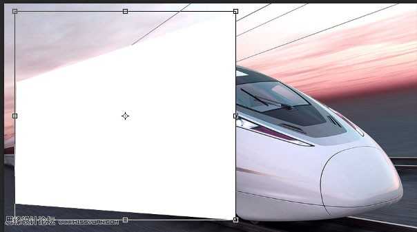 Photoshop制作动车车头冲出相框的画面效果