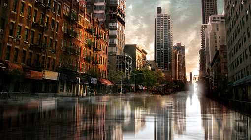 Photoshop打造一座被水冲过的灾难城市