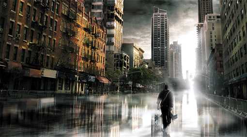 Photoshop打造一座被水冲过的灾难城市