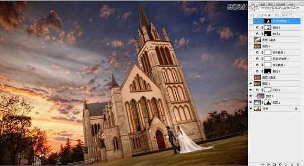 Photoshop结合LR给婚纱照添加天空后期特效
