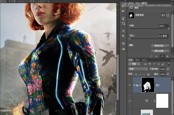 使用Photoshop给黑寡妇外套添加的花纹效果