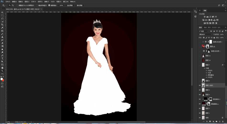 Photoshop给内景婚纱照片添加绚丽火焰装饰艺术效果