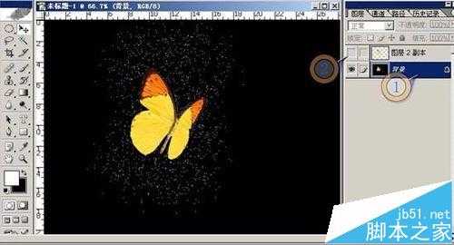 ps怎么给蝴蝶图片添加繁星背景效果?