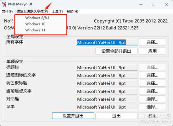 windows10 11系统字体修改 noMeiryoUI 3.1.0.0